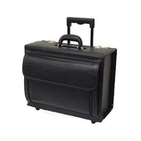 A1 Luggage Leather Wheeled Catalog Case, Black A12619201